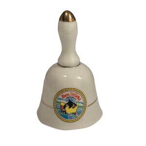 SeaWorld Shamu Killer Whale Souvenir Ceramic Bell 4” Vintage Made In Japan 1980
